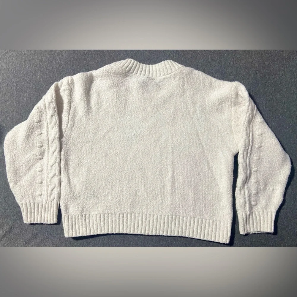 Old Navy Cozy Mock-Neck Cable-Knit Pullover Sweater Girls Small 6/7 Cream Ivory